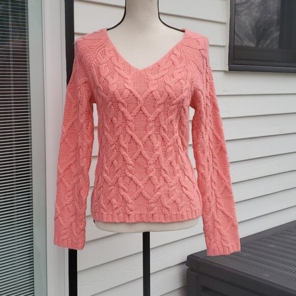 Worthington V-Neck Cable Knit Sweater Size Small - Picture 1 of 9